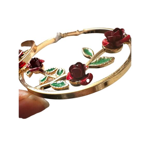Rose Flower Hoop Earrings NWT - Picture 4 of 7